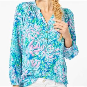 NWT Lilly Pulitzer Elsa Top in Multi Full bloom